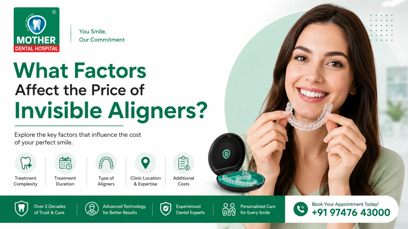 Price of Invisible Aligners explained with information about invisible aligners cost, clear aligners treatment, and teeth straightening solutions